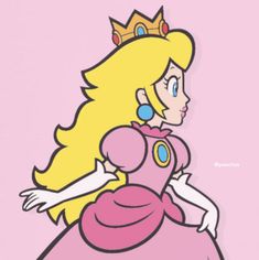 the princess peach is wearing a tiara and holding her arms out to one side