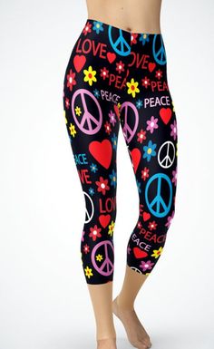 Peace leggings in full length or Capri length. Leggings have yoga waistband and are milky/buttery soft. Made of 92% polyester & 8% spandex. Footless Tights For Yoga In Spring, Spring Footless Yoga Tights, Trendy Yoga Tights For Spring, Trendy Spring Yoga Tights, Casual Spring Leggings For Pilates, Spring Yoga Footless Leggings, High Stretch Capris For Yoga In Spring, Trendy Yoga Leggings For Spring, Trendy Spring Yoga Leggings