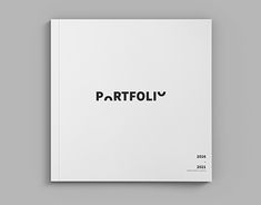 a white book with the word partfoly written in black on it's cover