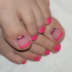 Pink Pedicure Ideas, Pretty Toenails, Toenails Designs, Summer Manicures, Emoji Nails, French Pedicure, Nail Tip Designs