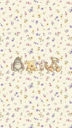 Winnie the Pooh and friends on a floral background Winnie The Pooh Wallpaper, Pooh Wallpaper, Winnie The Pooh Drawing, Helloween Wallpaper, Pooh Winnie, Winnie The Pooh And Friends, Winnie The Pooh Pictures, Pooh And Friends, Cute Winnie The Pooh