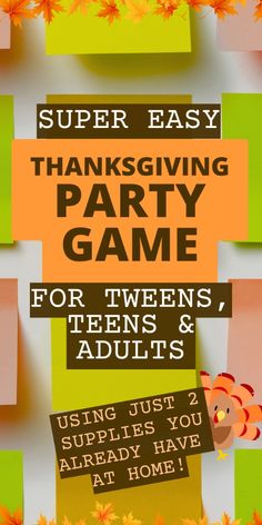 thanksgiving party game for teens and adults using just 2 supplies you already have at home