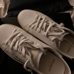 Ysl White Womens Sneakers. Brand New. Comes With Dust Bag And Box. No Marks. Never Been Worn Out Of The Home. Simply Wore Around House To Get The Feel Of It. It’s Cute And Casual Ysl Sneakers, Shoes Ysl, Yves Saint Laurent Shoes, White Sneakers Women, Saint Laurent Shoes, Womens Shoes Sneakers, New Color, Yves Saint Laurent, Womens Sneakers