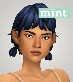 an animated image of a woman's face with the word mint above her head