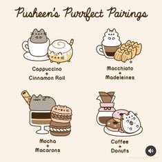 the different types of pastries and coffees in english, spanish, and french