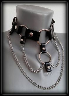 Harness Fashion, Rock Punk, Goth Accessories, Edgy Jewelry, Leather Harness, Leather Chokers, Alt Fashion, Choker, Gothic Jewelry