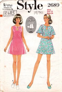 a woman's dress and top sewing pattern from the 1960s