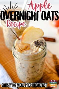 an apple overnight oats recipe in a mason jar