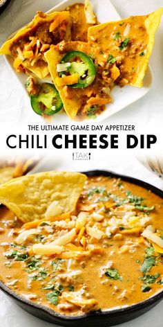 the ultimate game day appetizer chili cheese dip