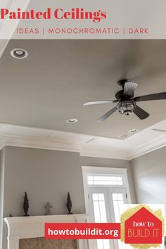 the ceiling fan in this living room is painted white