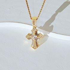 Gold Victorian Crystal Cross Necklace Cross Accessories, Nose Piercing Ring, Stunning Fashion, Cross Necklaces, Crystal Cross, Piercing Ring, Gold Cross Necklace, Jewelry Accessories Ideas, Holy Cross