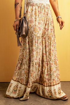 Boho Floral Patchwork Loose Fit Wide Leg Pants – ModeShe.com Boho Brand, Bohemian Pants, Bohemian Mode, Floral Patchwork, Mode Boho, Romper And Jacket, Moda Boho, The Bohemian, Floral Color