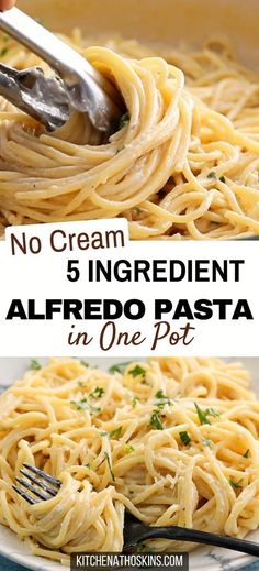 no cream 5 ingredient alfredo pasta in one pot is an easy and delicious dinner recipe