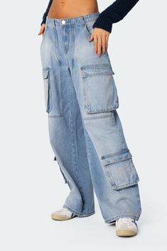 Jeans Utility style pockets Low rise waist Denim fabric 100% Cotton Model wears size S Model height is 5'7 Item care: Wash with similar color Utility Style, Denim Cargo, Swimwear Dress, Cargo Jeans, Baggy Jeans, Denim Fabric, S Models, Model Height, Pacsun