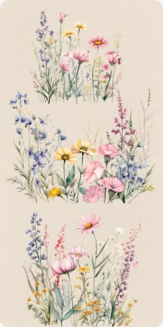 watercolor painting of wildflowers and other flowers