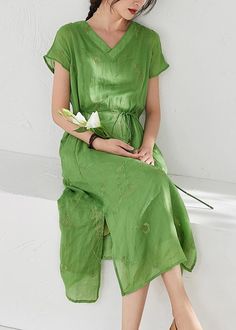 Organic v neck embroidery linen summer Robes Work green Dresses

This dress is made of cotton or linen fabric, soft and breathy. 

Flattering cut. Makes you look slimmer and matches easily.
 
Materials used:linen

Measurement:One size fits all for this item. Please make sure your size doesn't exceed this size: M/US8-10/EUR38-40   
   
length 117cm / 45.63"
Shoulder 24cm / 9.36"
bust 94cm / 36.66"
Cuff 32cm / 12.48"



We ship worldwide.

Tracking numbers provided for all orders. Spring V-neck Ramie Dress, Green V-neck Dress With Floral Embroidery, V-neck Ramie Linen Dress, Green Linen Bohemian Dress, Elegant Green Linen V-neck Dress, Bohemian Green Linen Dress, Elegant Green V-neck Linen Dress, Green Bohemian Linen Dress, Light Green V-neck Summer Dress