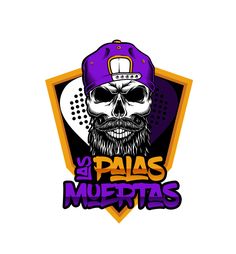 a skull with a beard wearing a purple hat and the words la palas muerts