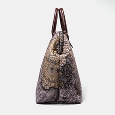 With a nod to the Victorian era, MCW’s freshly combines the classic and elegant design of the traditional carpet bag with a textural and tactile twist.The main body of the bags is made with thick chenille carpets. The handles and belts are genuine leather with heavy cotton canvas lining. Six bronze stands at the bottom allow the bag to stand stably. Every bag comes with a detachable and adjustable shoulder strap (55 inches) made from the same chenille as the bag and fixed with high-quality bronze hookers on the two ends.The carpet bag size is perfect for carry-on luggage. It features a zippered pocket (7-3/4 inches) with a leather cover and six slip pockets to organize your belongings. The large capacity is ideal for fitting your belongings while on weekend trips or during short holidays. Brown Satchel With Round Handle For Travel, Travel Satchel With Adjustable Round Handle, Vintage Travel Bag With Round Handle, Travel Satchel With Round Leather Handles, Brown Travel Satchel With Rolled Handles, Brown Satchel With Rolled Handles For Travel, Tapestry Travel Satchel Bag, Tapestry Travel Satchel Shoulder Bag, Travel Tapestry Tote Satchel