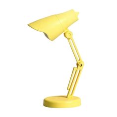 a yellow desk lamp on a white background with clippings to the bottom and sides