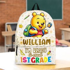 Personalized Gifts For Kids Backpack 05huti260624-Homacus White Cartoon Backpack For Back To School, Novelty Backpack For Travel And Back To School, White School Bag With Character Print, Novelty Multicolor Backpack For Back To School, Novelty Student Backpack, Novelty Standard Backpack For Students, Novelty School Backpack, Back To School Backpack With Character Print, Cartoon Backpack For School