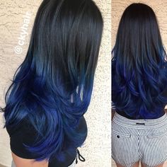 Black Blue Ombre Hair, Hombre Hair, Black To Blue Ombre, Short Hair Dont Care, Pink Ombre Hair, Hair Dye Tips, Navy Hair, Dyed Hair Blue