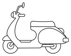 a scooter is shown in black and white, with the outline on it