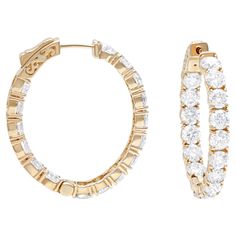 14 kt yellow gold, .75" round hoop earrings featuring 2.70 cts tw round diamonds Diana M. is a leading supplier of top-quality fine jewelry for over 35 years. Diana M is one-stop shop for all your jewelry shopping, carrying line of diamond rings, earrings, bracelets, necklaces, and other fine jewelry. We create our jewelry from gemstones and diamonds of the highest quality (GIA certified) as well as the highest quality of gold and platinum to deliver magnificent, exquisite items that will bring Jewelry Shopping, Jewelry Earrings Hoops, Diamond Rings, Round Diamonds, Platinum, Fine Jewelry, Jewelry Earrings, Hoop Earrings, Yellow Gold