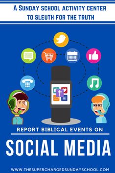 the social media poster for an event with people around it and icons on blue background