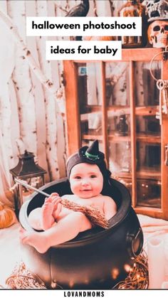 Halloween Baby Cauldron Photoshoot, Spooky Newborn Pictures, Halloween Cake Smash Photoshoot, Halloween Photo Shoot Baby, Witch Maternity Photos, Cauldron Photoshoot, Spooky Baby Photoshoot, Infant Halloween Photoshoot, Diy Halloween Backdrop For Pictures