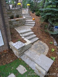 stone steps leading up to a brick building