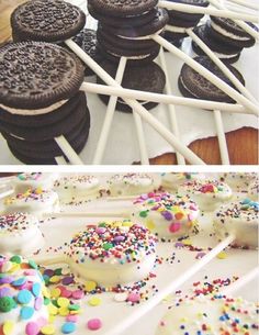 an image of oreo pops with sprinkles on them