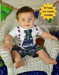 Boys Seattle Seahawks Outfit, Baby Boys Game Day Football Outfit – Needles Knots n Bows