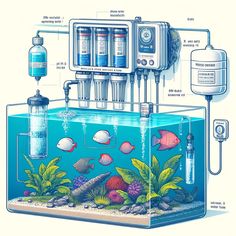 an image of a fish tank with water and other things in it, including the pump