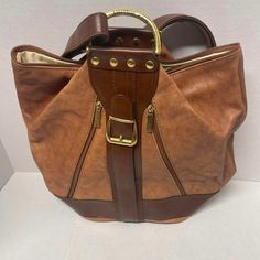 Valentino Di Paolo Italy Leather Convertible Backpack Hobo Shoulder Bag---Brown- Gorgeous.. No Tears, Stains Or Discoloration. Like New.. Please Check Out Pictures For Further Details. This Vintage Valentino Di Paolo Crossbody Sling Backpack Is A Must-Have For Any Fashionista. Made In Italy From High-Quality Brown Leather, This Medium-Sized Bag Features A Zip Closure And Adjustable Leather Straps With Gold-Tone Hardware. The Backpack Can Also Be Converted Into A Crossbody Bag For Added Versatility. The Interior Lining Is Made Of Brown Fabric And Includes A Pocket For Storing Small Items. The Bag Also Features Bottom Studs For Added Protection And Durability. This Backpack Is Perfect Fo Vintage Brown Backpack For On-the-go, Brown Bag With Detachable Strap For Errands, Travel Shoulder Bag With Removable Pouch In Dark Tan, Versatile Brown Bucket Bag For On-the-go, Versatile Brown Satchel Backpack, Brown Bucket Bag With Detachable Strap, Brown Leather Backpack With Adjustable Strap For On-the-go, Versatile Brown Leather Backpack With Detachable Strap, Brown Backpack With Detachable Strap For Daily Use