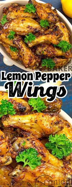 lemon pepper wings with parsley on top