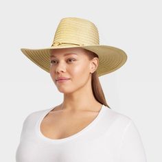 Bring a touch of style to your sunny weather outfits with this Straw Panama Hat from Universal Thread™. This on-trend Panama hat features a solid hue with beaded accents to complement your ensemble. Crafted from lightweight paper straw for all-day comfortable wear, it features an adjustable design to help you find the right fit. Plus, the four-inch wide brim keeps your face shaded from the sun's rays. Universal Thread™: Found exclusively at Target. Elegant Solid Color Sun Hat For Vacation, Casual Solid Wide Brim Straw Hat, Casual Solid Color Wide Brim Straw Hat, Lightweight Solid Spring Hat, Lightweight Solid Color Spring Hat, Straw Hat For Travel To Kentucky Derby, Spring Solid Straw Hat, Wide Brim Sun Hat For Spring, Spring Wide Brim Solid Panama Hat