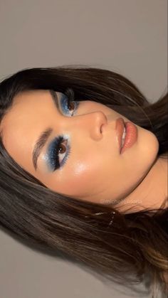 Blue Ball Makeup, Eyeshadow For Dark Blue Dress, Blue Prom Dress Makeup Looks, Makeup For Dark Blue Dresses, Navy Glam Makeup, Taylor Swift Midnight Makeup Looks, Prom Makeup Looks For Dark Blue Dress, Makeup Look For Dark Blue Dress, Dark Navy Blue Makeup