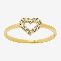 Ring Style: Delicate RingsShape: HeartStone Cut: RoundStone Millimeter Measurement: 1.3 Mm Width, 1.3 Mm LengthMetal Color: YellowCare: Wipe CleanStone Type: 10 CrystalMetal: 14k Gold Over SilverRing Size: 7Country of Origin: Imported Gold Heart Rings With Birthstone, Gold Stackable Heart Cut Heart Ring, Gold Stackable Heart Cut Ring, Gold Heart Shaped Stackable Rings Fine Jewelry, Gold Heart-shaped Stackable Rings Fine Jewelry, Gold Heart Stackable Rings Fine Jewelry, Gold Heart-shaped Stackable Rings In Fine Jewelry Style, Yellow Gold Heart Ring With Cubic Zirconia, Gold Heart Stackable Rings In Fine Jewelry Style