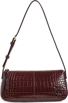 Designer Brown Shoulder Bag With Leather Trim, Luxury Brown Shoulder Bag With Branded Hardware, Brown Embossed Top Handle Bag, Luxury Brown Embossed Shoulder Bag, Brown Shoulder Bag With Leather Trim For On-the-go, 90s Style Icons, Handbag Boutique, Brown Wedges, Crocodile Bags