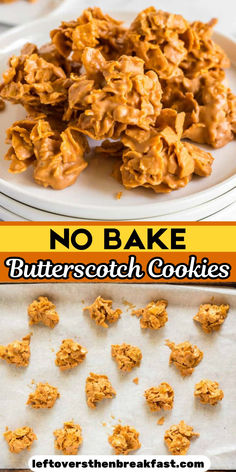 no bake butterscotch cookies on a white plate