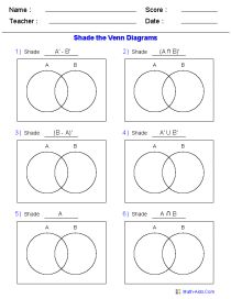 the venn diagram worksheet is shown with two circles and three intersecting lines