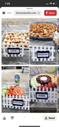 several pictures of different food items on a table