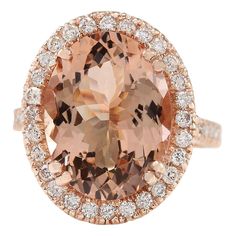 8.26 Carat Natural Morganite 14 Karat Rose Gold Diamond Ring Stamped: 14K Rose Gold Total Ring Weight: 9.0 Grams Total Natural Morganite Weight is 7.51 Carat (Measures: 16.00x12.00 mm) Color: Peach Total Natural Diamond Weight is 0.75 Carat Color: F-G, Clarity: VS2-SI1 Face Measures: 20.35x16.60 mm Sku: [704193W] Morganite Diamond Ring, Morganite Diamond, Rose Gold Diamond Ring, Gold Diamond Ring, La Face, Gold Diamond Rings, Rose Gold Diamonds, Morganite, Cocktail Rings