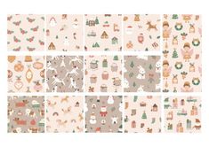 six different christmas wallpapers in various styles and colors, all with holiday themed designs