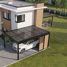 an artist's rendering of a house with a car parked in the driveway