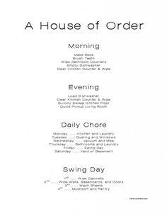 the menu for a house of order dinner