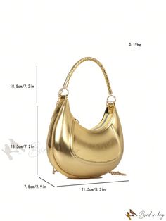 Bird in Bag - Metallic Chain Hobo Bag with Funky Zipper Gold Satchel Bag With Zipper Closure, Gold Satchel Hobo Bag For Formal Occasions, Gold Hobo Shoulder Bag For Party, Gold Crossbody Hobo Bag For Formal Occasions, Gold Rectangular Shoulder Bag With Zipper Closure, Gold Rectangular Shoulder Bag With Zipper, Gold Formal Crossbody Hobo Bag, Gold Bag With Zipper For Daily Use, Trendy Gold Hobo Bag With Gold-tone Hardware