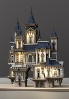 a model of a castle with turrets and windows