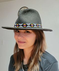 Adjustable Beaded Fedora Hat Band, Adjustable Festival Hats With Bead Caps, Adjustable Bead Caps Hats For Festivals, Adjustable Brimmed Hats With Bead Caps, Adjustable Bead Caps Festival Hats, Festival Adjustable Hats With Bead Caps, Black Beaded Western Hat, Beaded Wide Brim Fedora For Festivals, Black Beaded Brimmed Hat