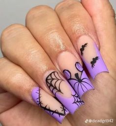 Spooky Mickey Nails, Cute Disney Halloween Nails, Lavender Halloween Nails, Disney Spooky Nails, Matte Halloween Nail Designs, Mickey Ghost Nails, Disney Halloween Nail Art, Mickey Pumpkin Nails, Disneyland Halloween Nails